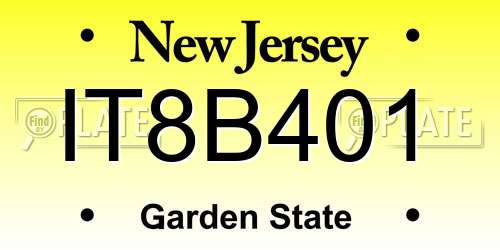 IT8B401 New Jersey License Plate