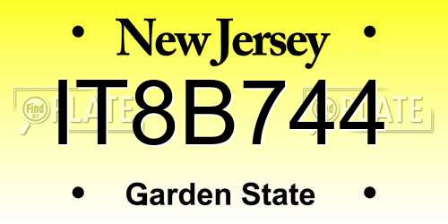IT8B744 New Jersey License Plate