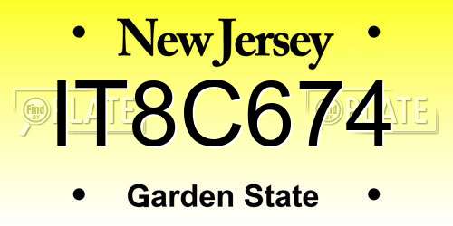 IT8C674 New Jersey License Plate