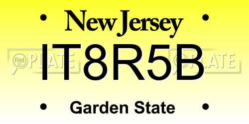 IT8R5B New Jersey License Plate