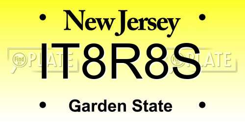 IT8R8S New Jersey License Plate