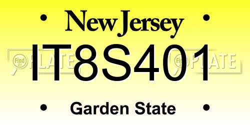IT8S401 New Jersey License Plate