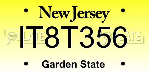 IT8T356 New Jersey License Plate