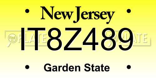 IT8Z489 New Jersey License Plate