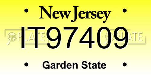 IT97409 New Jersey License Plate