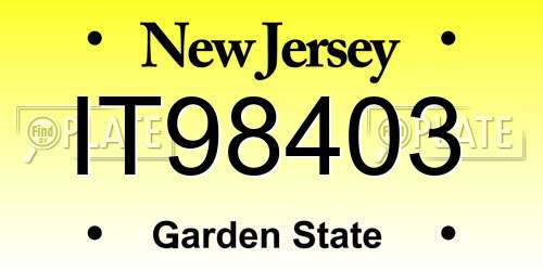 IT98403 New Jersey License Plate
