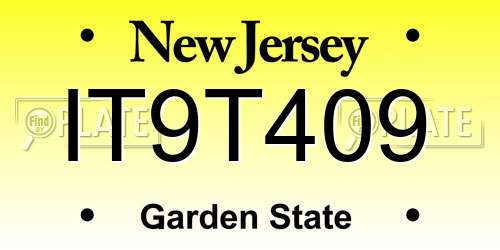 IT9T409 New Jersey License Plate