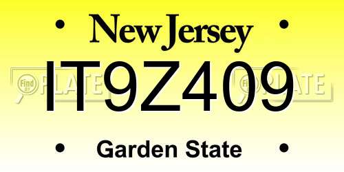 IT9Z409 New Jersey License Plate