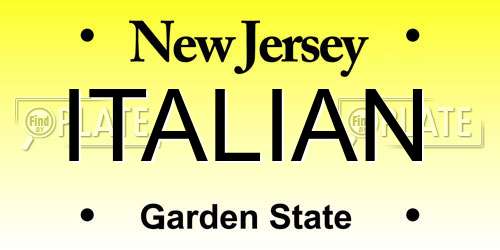 ITALIAN New Jersey License Plate