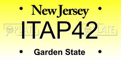 ITAP42 New Jersey License Plate