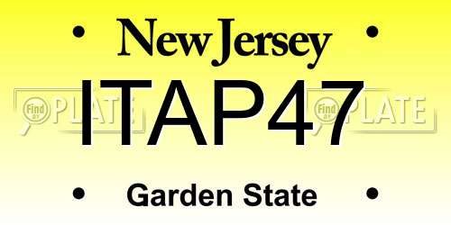 ITAP47 New Jersey License Plate