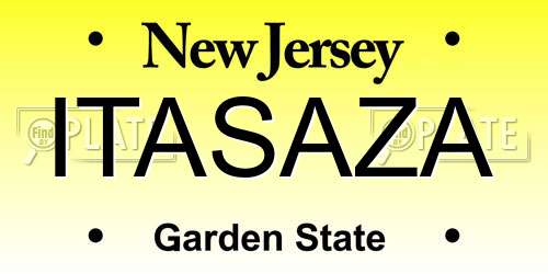 ITASAZA New Jersey License Plate