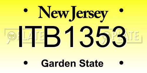 ITB1353 New Jersey License Plate