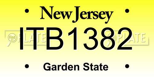 ITB1382 New Jersey License Plate