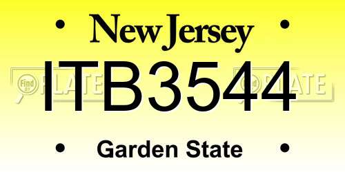 ITB3544 New Jersey License Plate