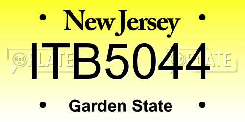 ITB5044 New Jersey License Plate