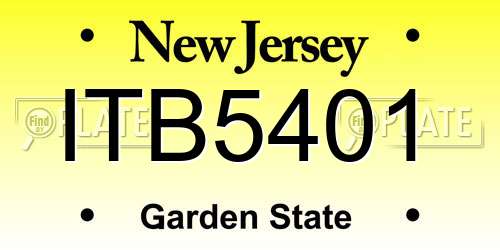 ITB5401 New Jersey License Plate
