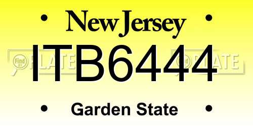 ITB6444 New Jersey License Plate