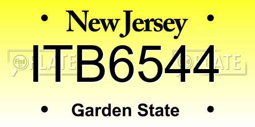ITB6544 New Jersey License Plate