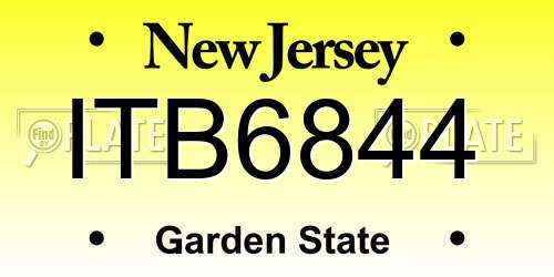 ITB6844 New Jersey License Plate