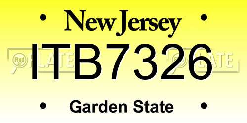 ITB7326 New Jersey License Plate