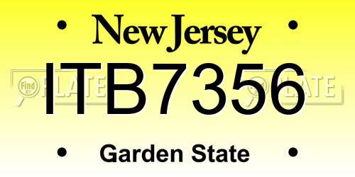 ITB7356 New Jersey License Plate