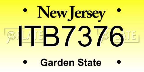 ITB7376 New Jersey License Plate