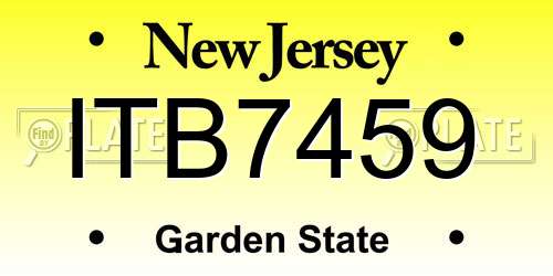 ITB7459 New Jersey License Plate
