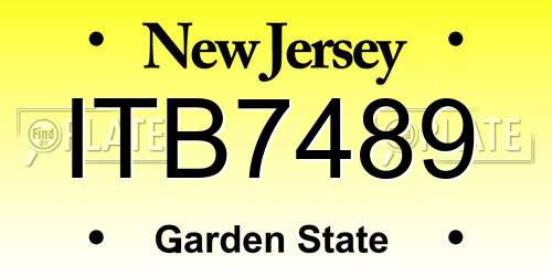 ITB7489 New Jersey License Plate