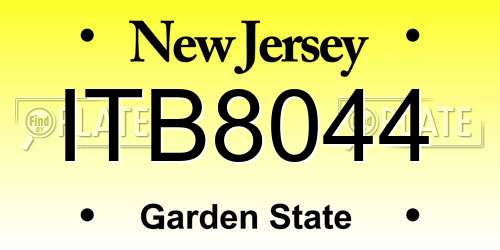 ITB8044 New Jersey License Plate