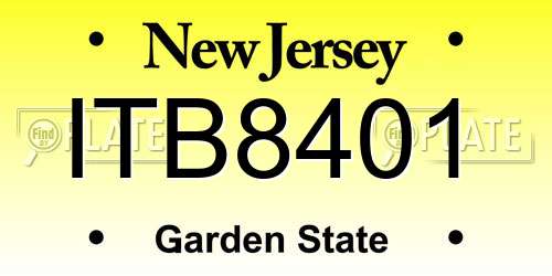 ITB8401 New Jersey License Plate