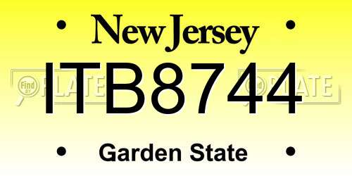 ITB8744 New Jersey License Plate