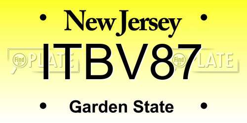 ITBV87 New Jersey License Plate