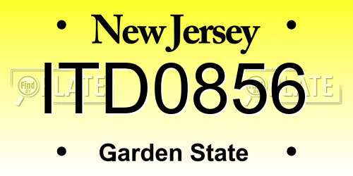 ITD0856 New Jersey License Plate