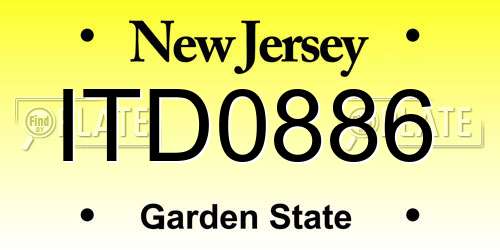 ITD0886 New Jersey License Plate