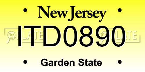 ITD0890 New Jersey License Plate