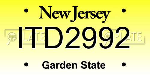 ITD2992 New Jersey License Plate