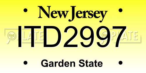 ITD2997 New Jersey License Plate