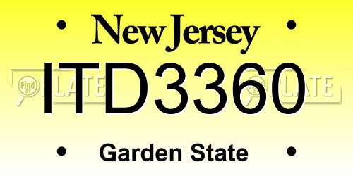ITD3360 New Jersey License Plate