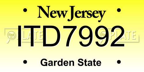 ITD7992 New Jersey License Plate