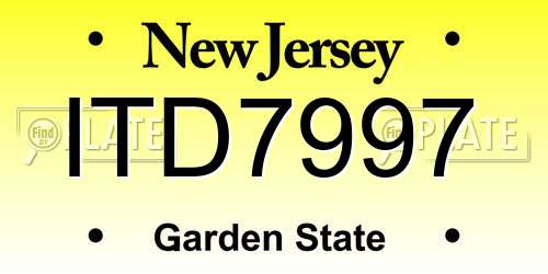 ITD7997 New Jersey License Plate