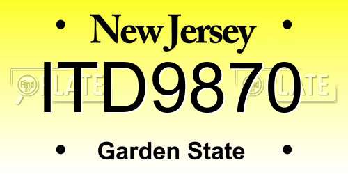 ITD9870 New Jersey License Plate