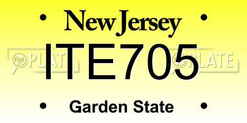 ITE705 New Jersey License Plate
