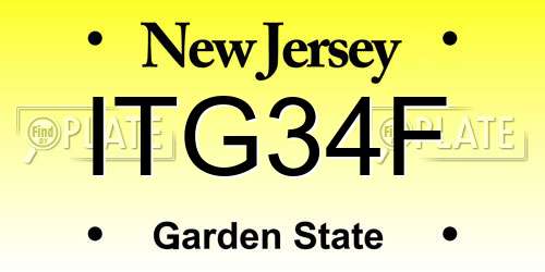 ITG34F New Jersey License Plate