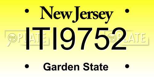 ITI9752 New Jersey License Plate
