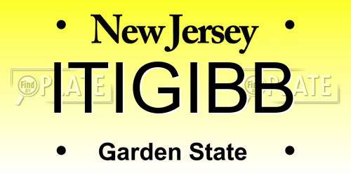 ITIGIBB New Jersey License Plate