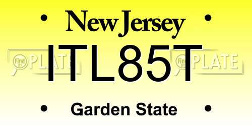 ITL85T New Jersey License Plate
