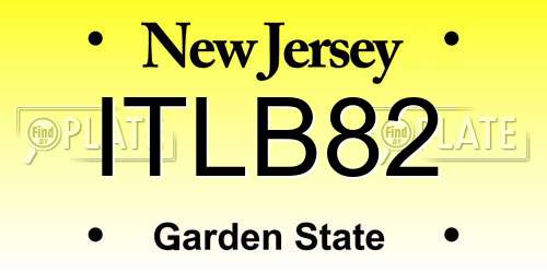 ITLB82 New Jersey License Plate