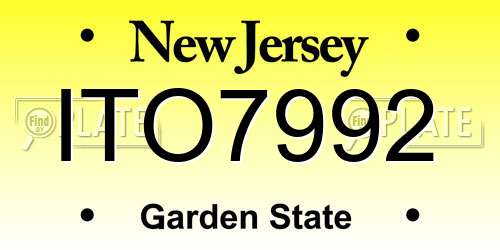 ITO7992 New Jersey License Plate