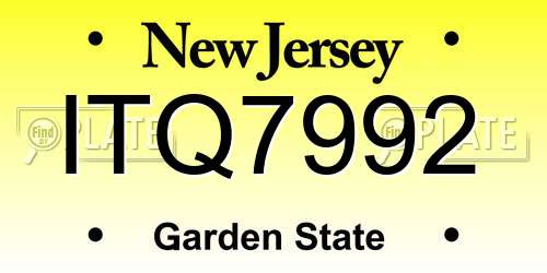 ITQ7992 New Jersey License Plate